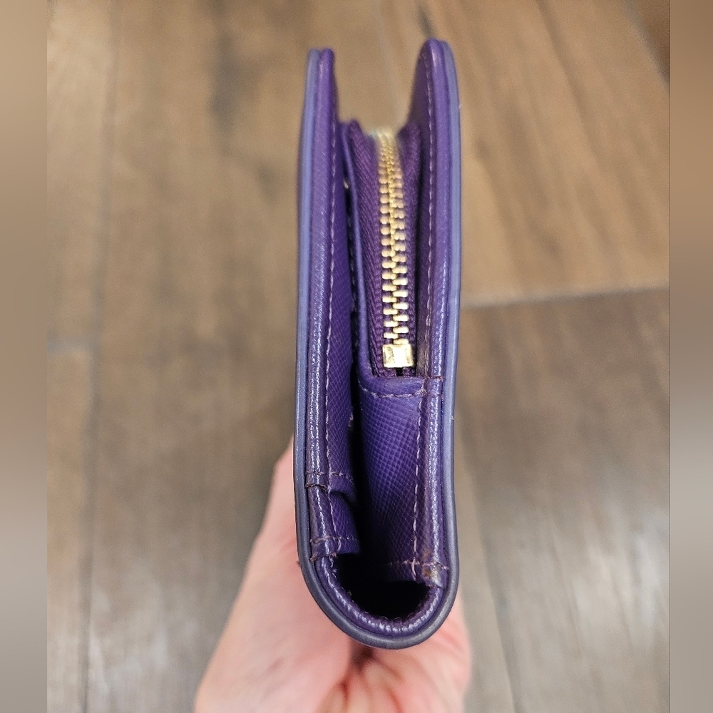 Tory Burch Long Dual Snap Purple Wallet + Chain & Branded Dustbag - Picture 5 of 16